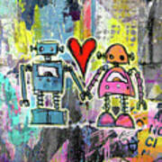 Graffiti Pop Robot Love Art Print