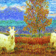 Grassy Meadow Goats Art Print