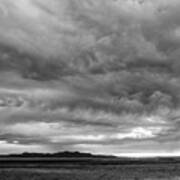 Great Salt Lake Clouds At Sunset - Black And White Art Print