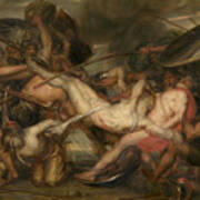 Greeks And Trojans Fighting Over The Body Of Patroclus Art Print