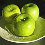 Green Apples In A White Bowl Art Print