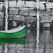 Green Dinghy In Rockport Art Print