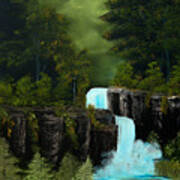 Green Mist Fantasy Falls Art Print