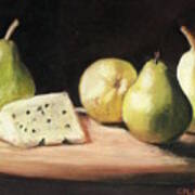 Green Pears With Cheese Art Print