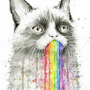 Grumpy Rainbow Cat Art Print
