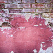 Grunge Red Wall With Broken Plaster Art Print