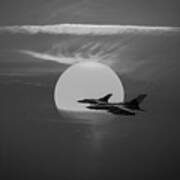 Gulf War Sunset Departure Bw Version Art Print