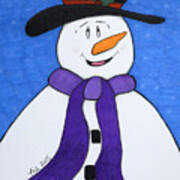 Happiness Snowman Art Print