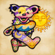 Happy Bear And Sun Art Print