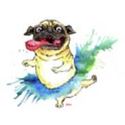 Happy Tutu Pug Art Print