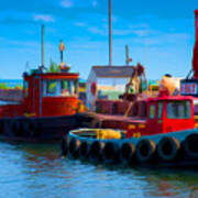 Harbor Tugs Art Print