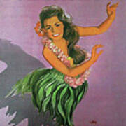 Hawaii, Dancing Hula Woman Art Print