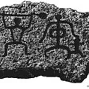Hawaiian Petroglyphs Black Art Print