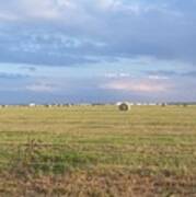 Haybales With Violet Sky Art Print