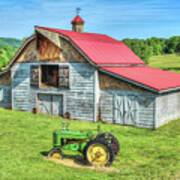 Hayesville Barn And Tractor Art Print