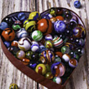 Heart Box With Marbles Art Print