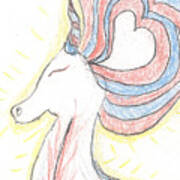 Heart-unicorn-drawing Art Print