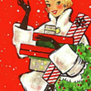 Hello From Christmas Shopping Girl Art Print