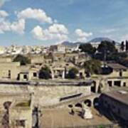 Herculaneum Ruins And Vesuvius Art Print