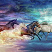 Herd Of Horses In Pastel Art Print