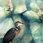 Heron In Teal Art Print