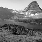 Hidden Lake In Glacier National Park Black And White Art Print