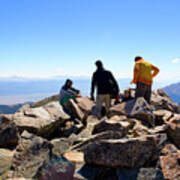 Hikers At Summit On Mount Yale Colorado Art Print