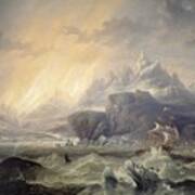 Hms Erebus And Terror In The Antarctic Art Print