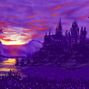 Hogwarts In Purple Art Print