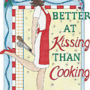 Holiday Kissing Cooking Art Print