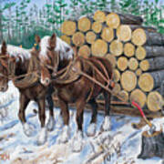 Horse Log Team Art Print