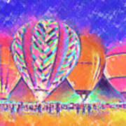 Hot Air Balloons Night Festival In Pastel Art Print