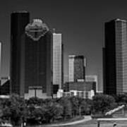 Houston Skyline 001 Bw Art Print