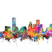 Houston Skyline Watercolor 6 Art Print