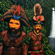 Huli Men In The Jungle Of Papua New Guinea Art Print