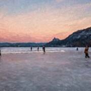 Ice Skating Winona Sugarloaf Painting Art Print