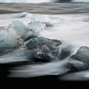 Icebergs In Ice Beach, Iceland Art Print