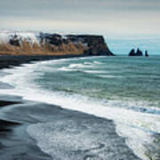 Iceland Reynisfjara Black Beach And Ocean Art Print