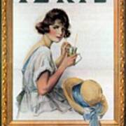 Idris - Lemon Squash - Girl Drinking Lemon Squash - Vintage Advertising Poster Art Print