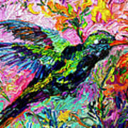 Impressionist Hummingbird Oil  Painting Art Print