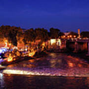 Impressions Of Rome - Summer Festival On The Banks Of Tiber River Art Print