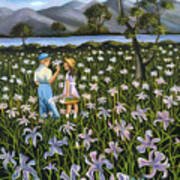 In A Field Of Wild Irises Art Print