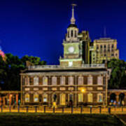 Independence Hall At Night Art Print