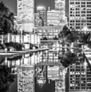 Indianapolis Skyline Central Canal Black And White Photo Art Print