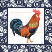 Indigo Rooster 1 Art Print