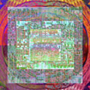 Intel 4004 Cpu Silicon Wafer Computer Chip Integrated Circuit Mask Abstract, Composition 1 Art Print
