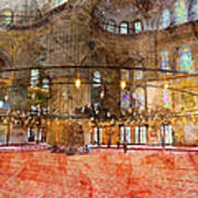 Interior Of The Sultanahmet Mosque Blue Mosque In Istanbul, Turkey Art Print