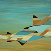Into The Blue Shark Painting Art Print