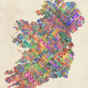 Ireland Eire City Text Map Derry Version Art Print