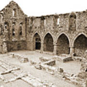 Ireland Jerpoint Abbey Irish Church Medieval Ruins County Kilkenny Sepia Art Print